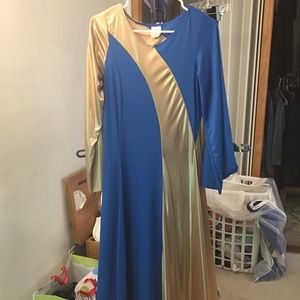 Blue and Gold Praise Dance Dress XS
